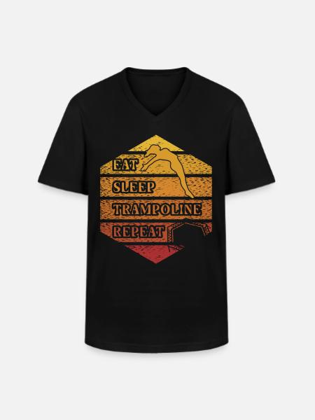 Eat Sleep Trampoline Répéter - T-shirt col V Homme - noir