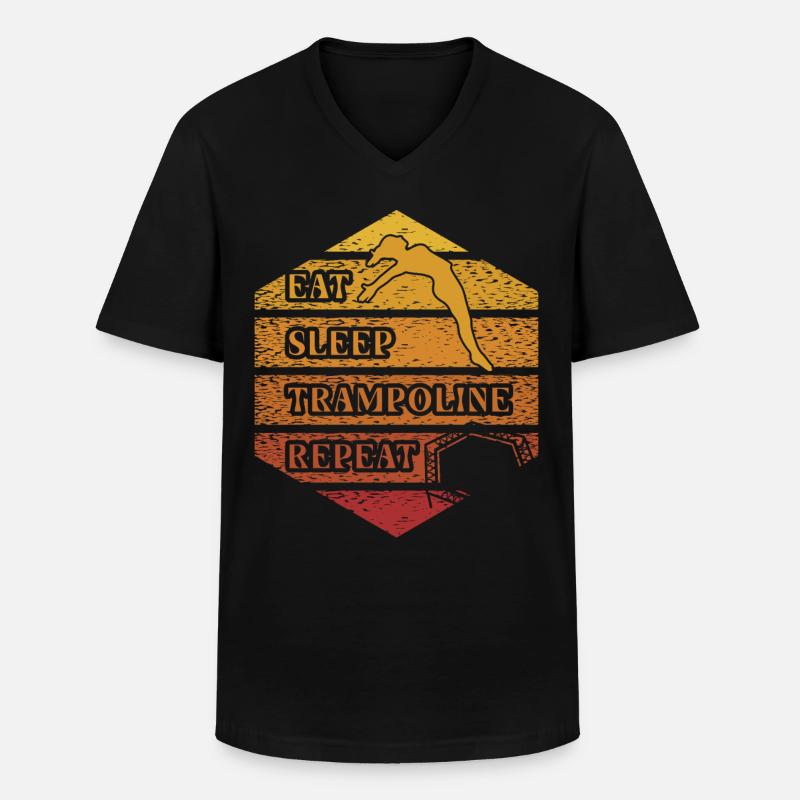 Essen Schlaf Trampolin Wiederholung - Männer-T-Shirt mit V-Ausschnitt - Schwarz