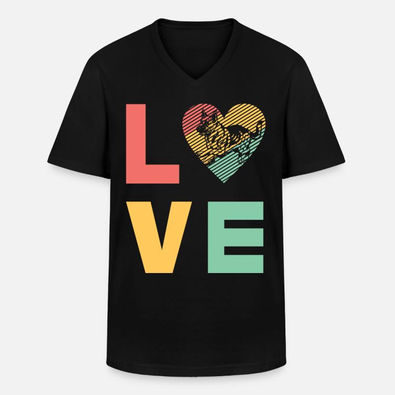 Deutscher Schäferhund - Männer-T-Shirt mit V-Ausschnitt - Schwarz