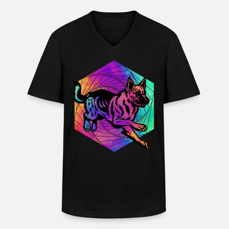 Deutscher Schäferhund - Männer-T-Shirt mit V-Ausschnitt - Schwarz
