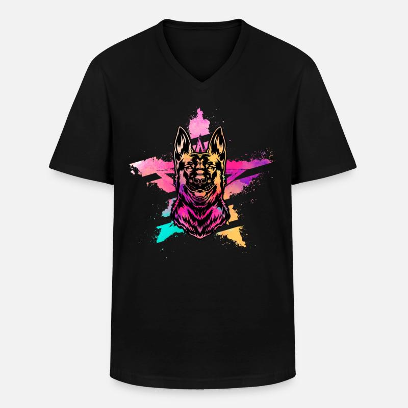 Deutscher Schäferhund - Männer-T-Shirt mit V-Ausschnitt - Schwarz