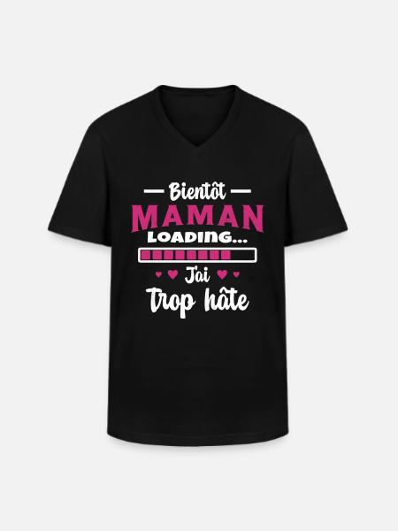 Bientôt Maman Cadeau Future Maman - T-shirt col V Homme - noir