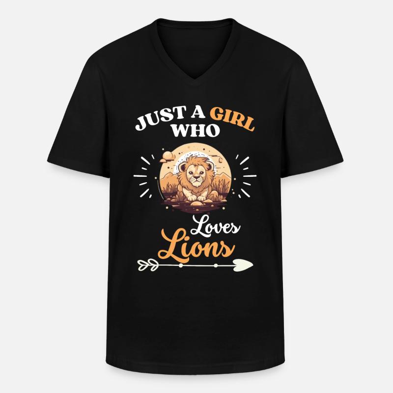Löwen Mädchen - Männer-T-Shirt mit V-Ausschnitt - Schwarz