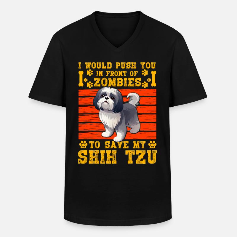 Shih Tzu - Männer-T-Shirt mit V-Ausschnitt - Schwarz