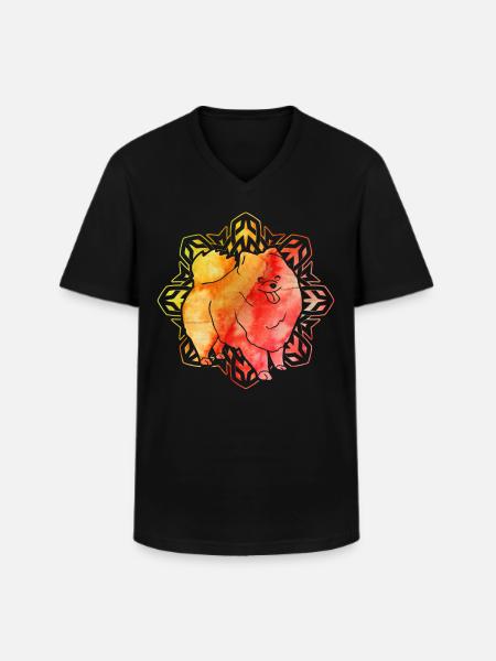 Pomeranian Zwergspitz - Men's V-Neck T-Shirt - black