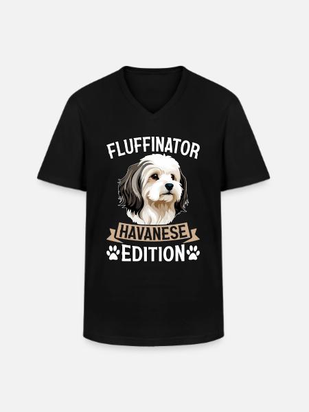 Fluffinator Havanese Edition - Männer-T-Shirt mit V-Ausschnitt - Schwarz