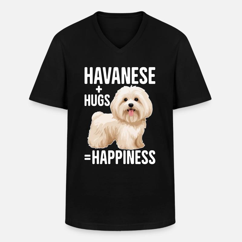 Havanese Hugs Happiness - Männer-T-Shirt mit V-Ausschnitt - Schwarz