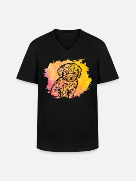 Havanese Retro - Men's V-Neck T-Shirt - black