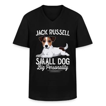 Jack Russell small dog big personality - Männer-T-Shirt mit V-Ausschnitt - Schwarz - Vorne - AI Model Male 178 dark (178cm)