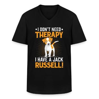 I don't need therapy I have a Jack Russel - Männer-T-Shirt mit V-Ausschnitt - Schwarz - Vorne - AI Model Male 178 dark (178cm)