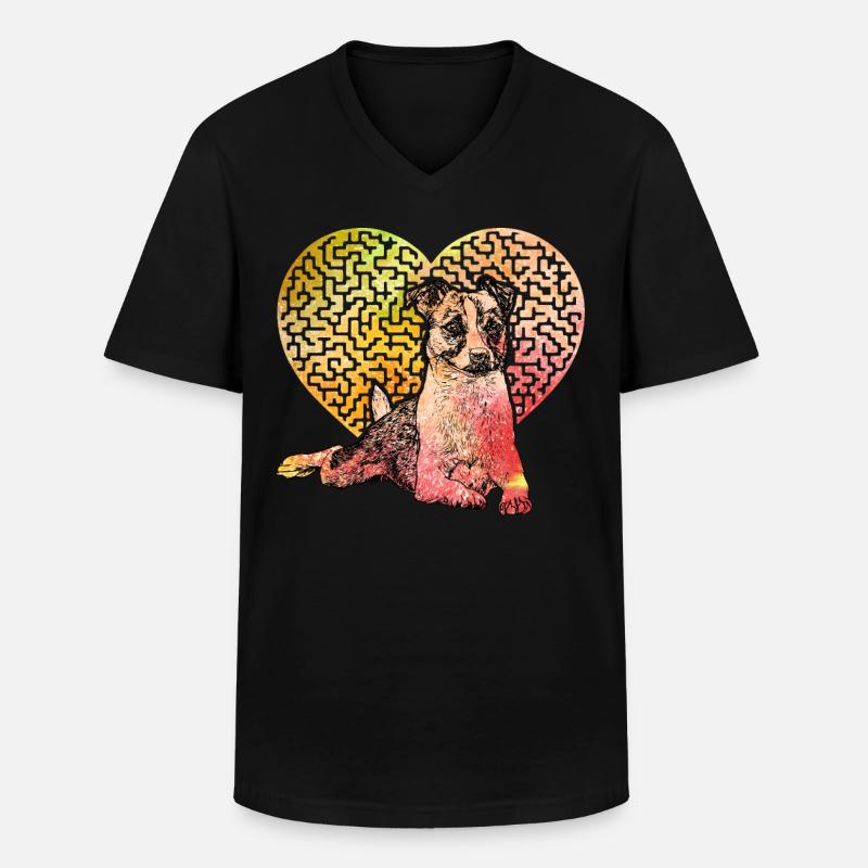 Jack Russell Terrier - Männer-T-Shirt mit V-Ausschnitt - Schwarz