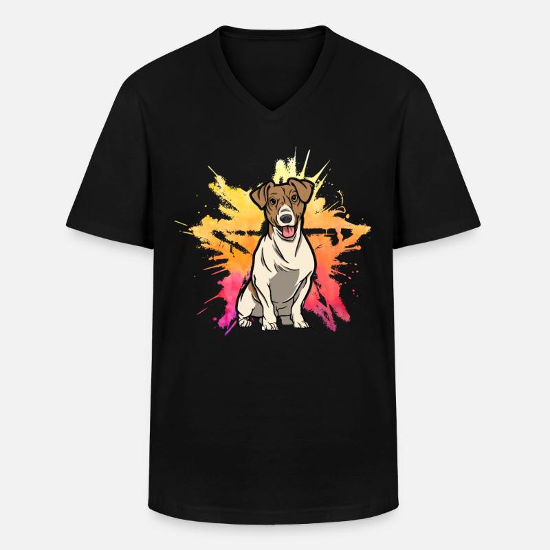 Jack Russell - Männer-T-Shirt mit V-Ausschnitt - Schwarz