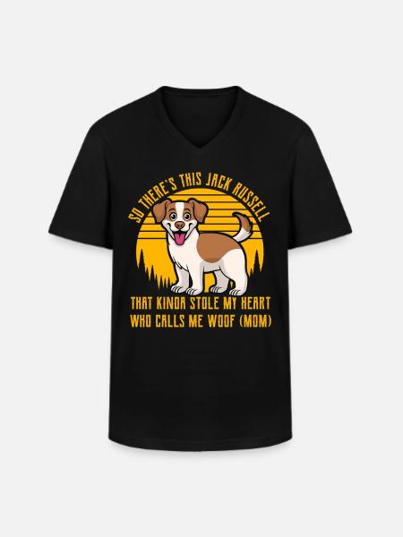 Jack Russell Terrier - T-shirt col V Homme - noir