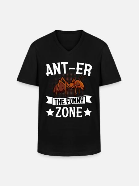 Ant-er the funny zone - Men's V-Neck T-Shirt - black
