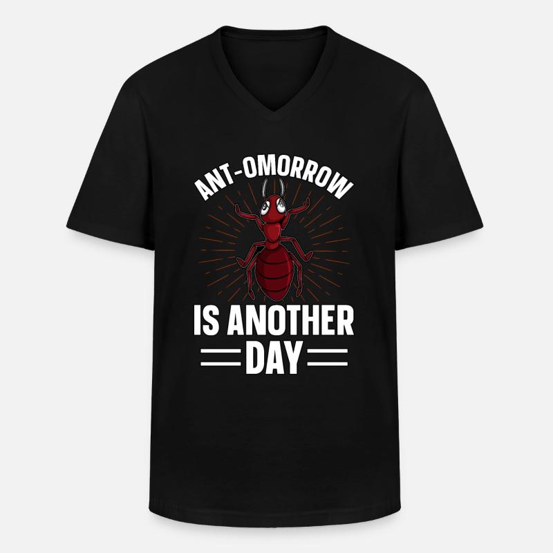 Ant-omorrow is another day - Männer-T-Shirt mit V-Ausschnitt - Schwarz