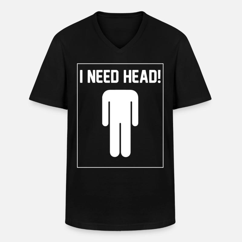 I need Head - Männer-T-Shirt mit V-Ausschnitt - Schwarz