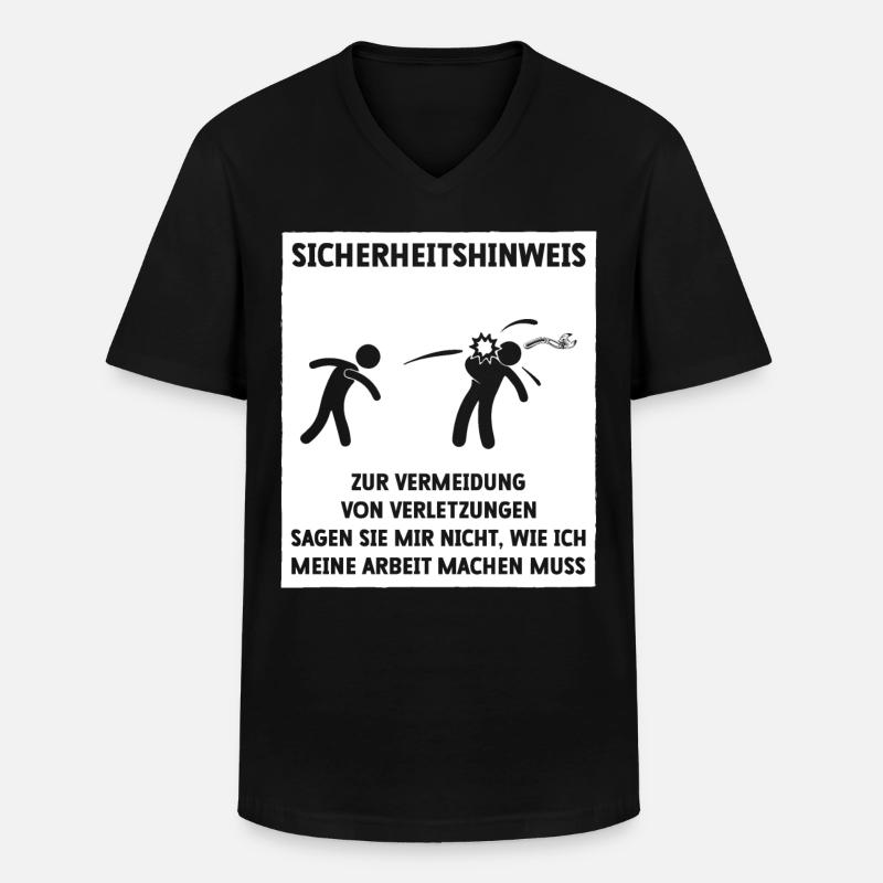 Sicherheitshinweis Lustiger Spruch - Männer-T-Shirt mit V-Ausschnitt - Schwarz
