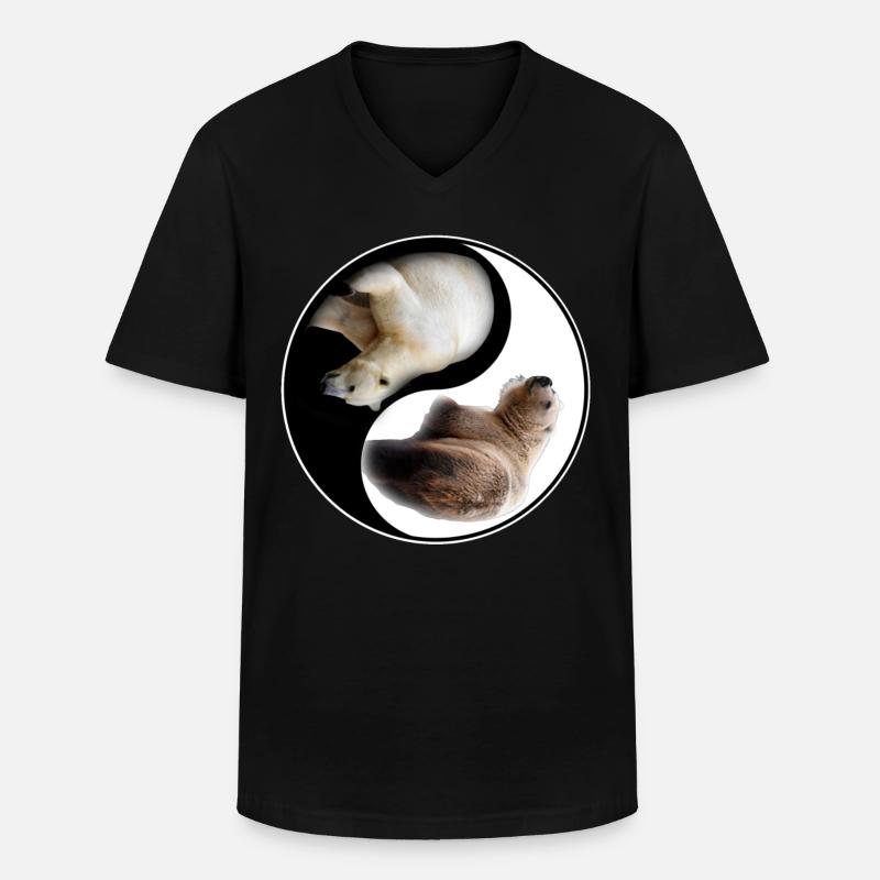 Yin Yang Bär - Männer-T-Shirt mit V-Ausschnitt - Schwarz