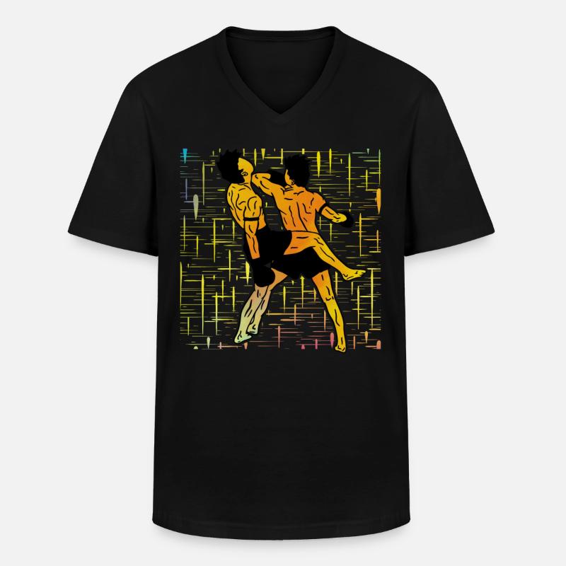 Muay Thai - Männer-T-Shirt mit V-Ausschnitt - Schwarz