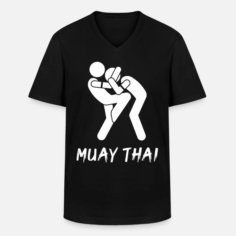 Muay Thai - Männer-T-Shirt mit V-Ausschnitt - Schwarz