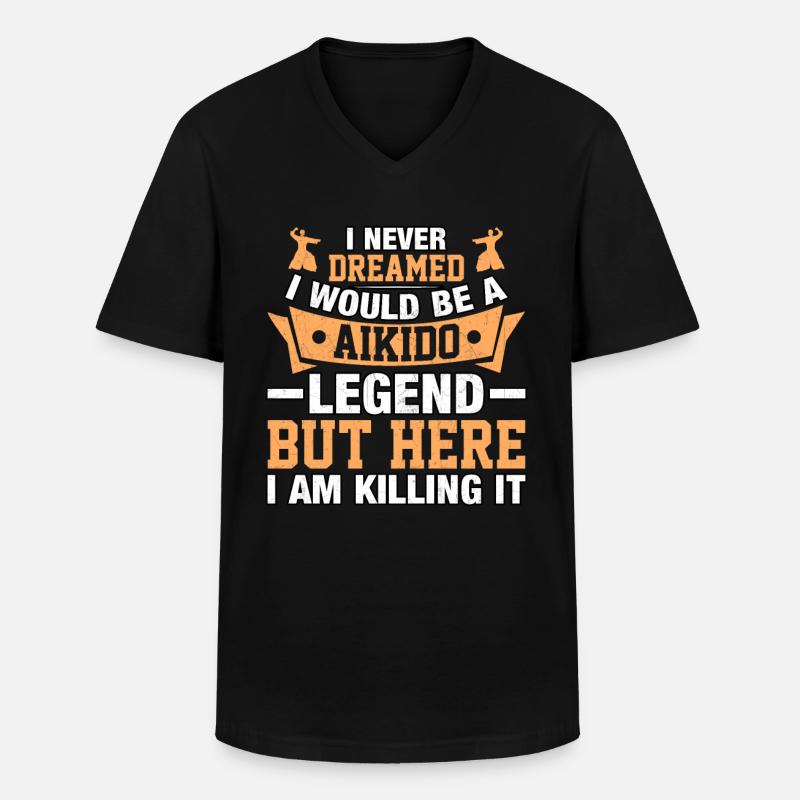 Aikido-Legende - Männer-T-Shirt mit V-Ausschnitt - Schwarz