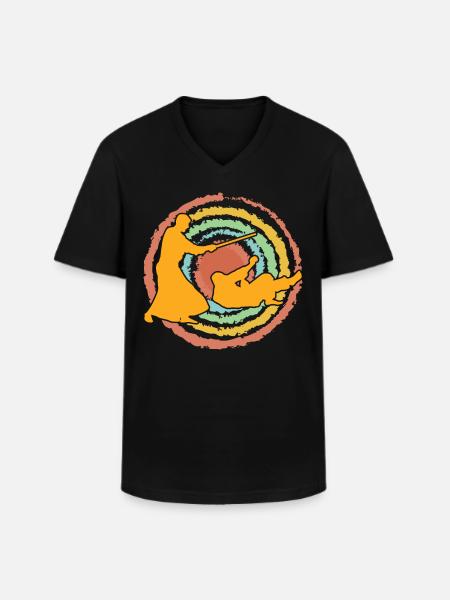 Aikido - Männer-T-Shirt mit V-Ausschnitt - Schwarz