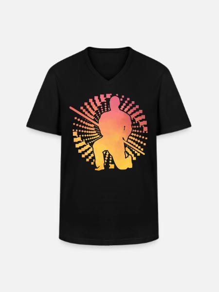 Aikido - Männer-T-Shirt mit V-Ausschnitt - Schwarz