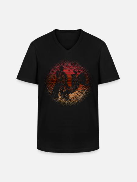Aïkido - T-shirt col V Homme - noir