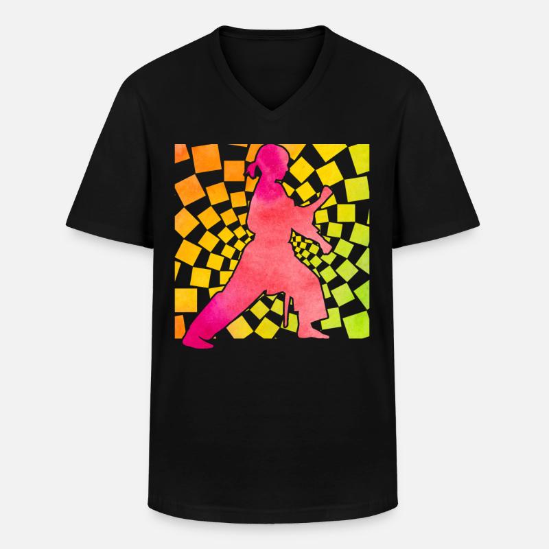 Wing Chun - Männer-T-Shirt mit V-Ausschnitt - Schwarz