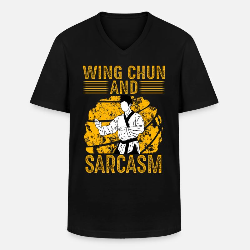 Wing Chun und Sarkasmus - Männer-T-Shirt mit V-Ausschnitt - Schwarz