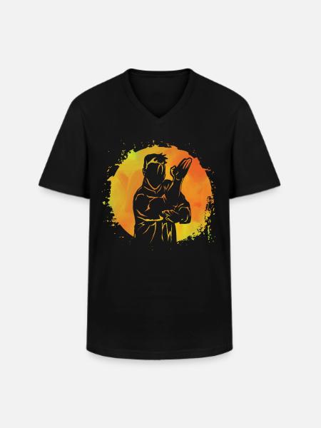 Wing Chun - T-shirt col V Homme - noir