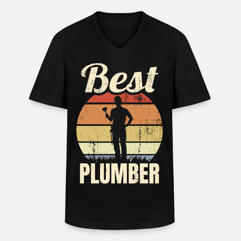 Bester Klempner - Männer-T-Shirt mit V-Ausschnitt - Schwarz