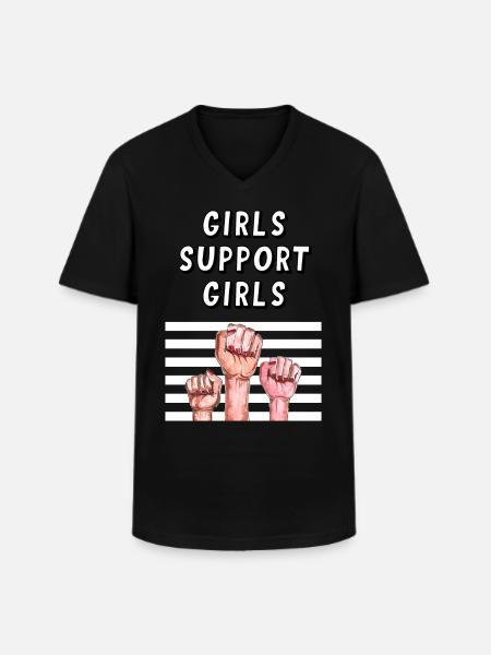 Girls support Girls - Men's V-Neck T-Shirt - black