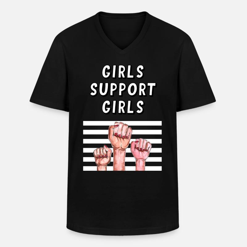 Mädchen unterstützen Mädchen - Männer-T-Shirt mit V-Ausschnitt - Schwarz