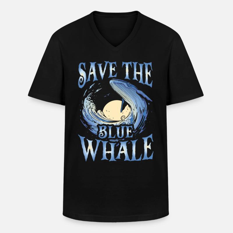 Rettet den Blauwal - Männer-T-Shirt mit V-Ausschnitt - Schwarz