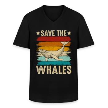 Rettet die Wale - Männer-T-Shirt mit V-Ausschnitt - Schwarz - Vorne - AI Model Male 178 dark (178cm)