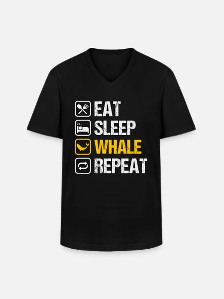 Eat Sleep Whale Repeat - Men's V-Neck T-Shirt - black