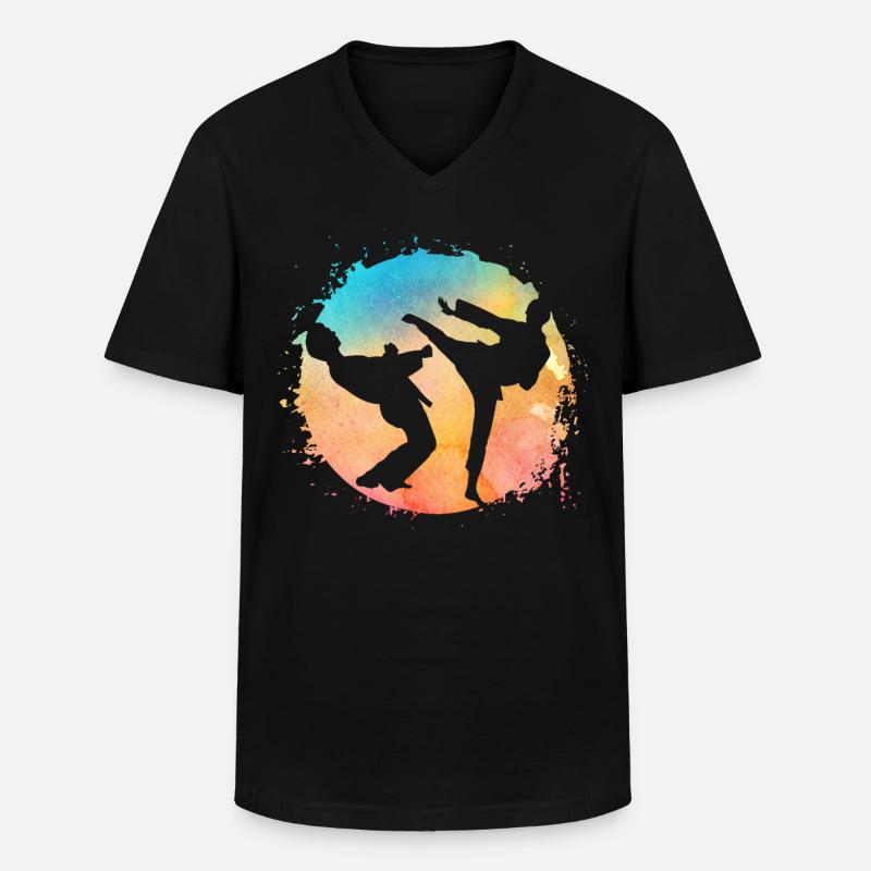 Taekwondo - Männer-T-Shirt mit V-Ausschnitt - Schwarz