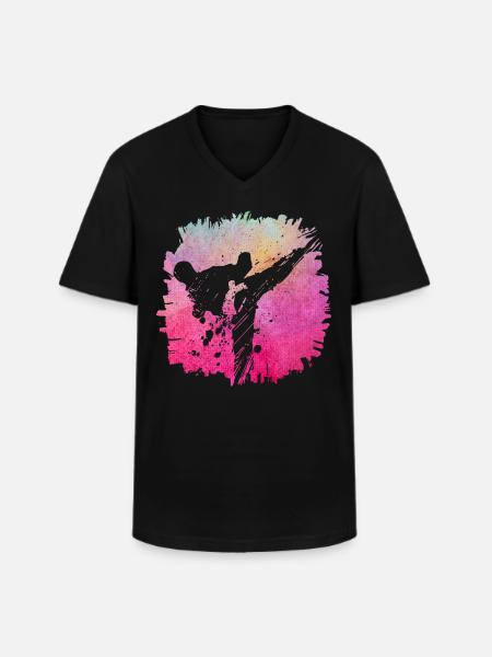 Taekwondo - Männer-T-Shirt mit V-Ausschnitt - Schwarz
