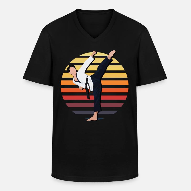 Taekwondo - Männer-T-Shirt mit V-Ausschnitt - Schwarz