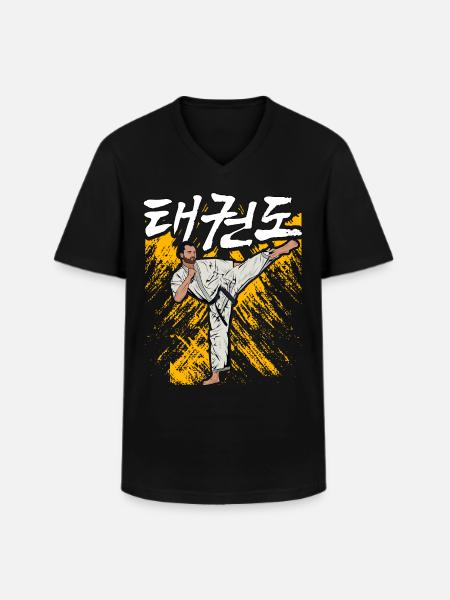 Taekwondo - Männer-T-Shirt mit V-Ausschnitt - Schwarz