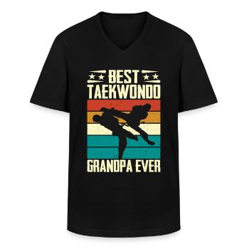 Meilleur grand-père taekwondo de tous les temps - T-shirt col V Homme - noir - Devant - AI Model Male 178 dark (178cm)