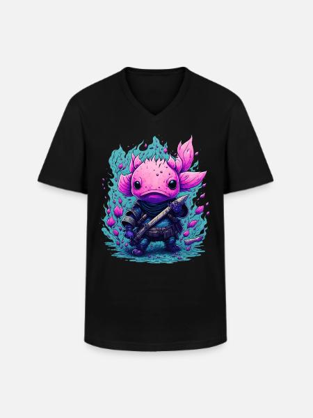 Axolotl - Men's V-Neck T-Shirt - black