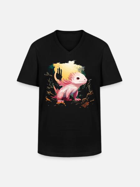 Axolotl - Männer-T-Shirt mit V-Ausschnitt - Schwarz
