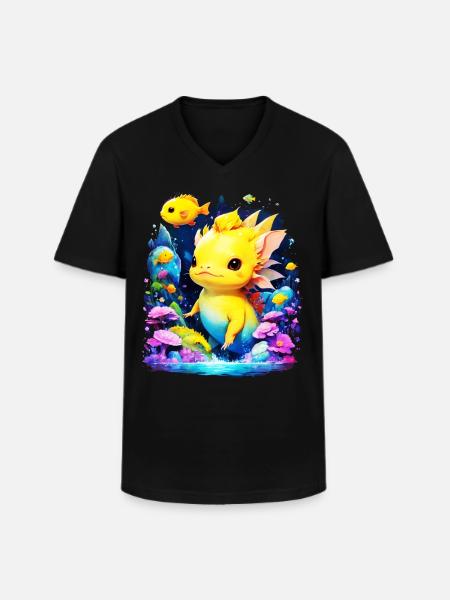 Axolotl - Men's V-Neck T-Shirt - black