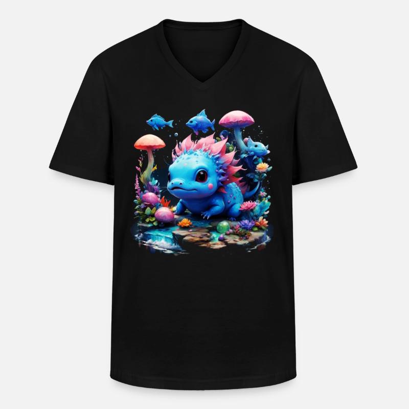 Axolotl - Männer-T-Shirt mit V-Ausschnitt - Schwarz
