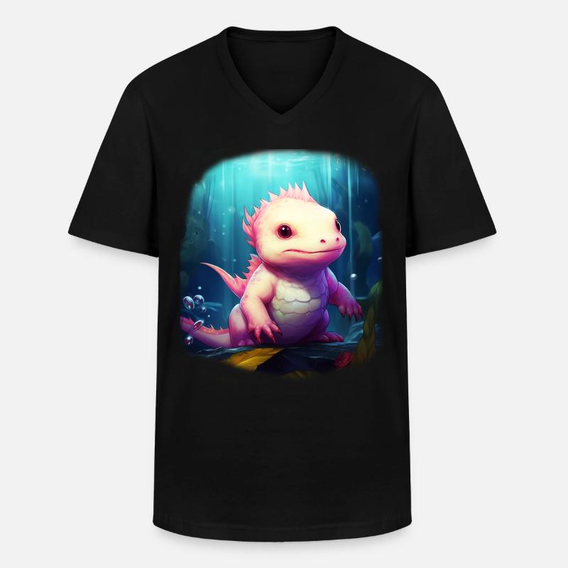 Axolotl - Männer-T-Shirt mit V-Ausschnitt - Schwarz