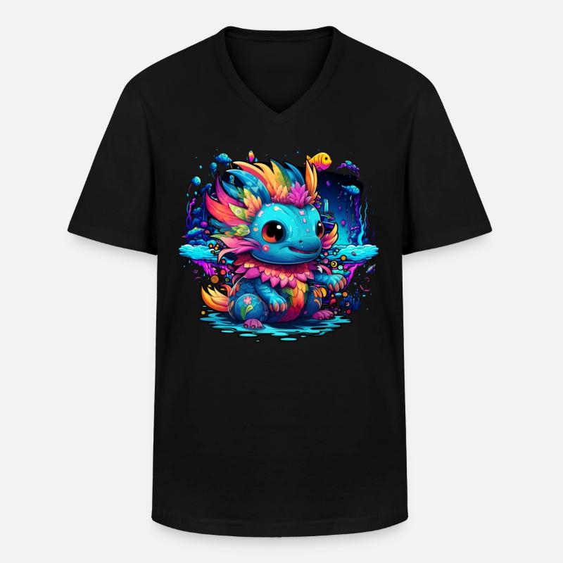 Axolotl - Männer-T-Shirt mit V-Ausschnitt - Schwarz