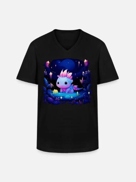 Axolotl - Men's V-Neck T-Shirt - black