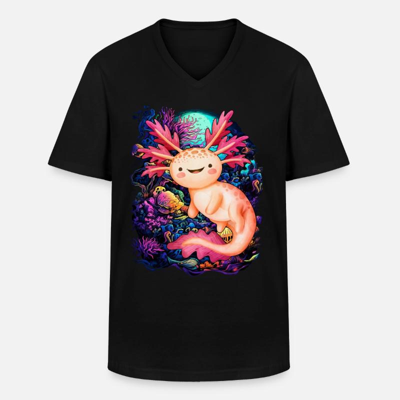 Axolotl - Männer-T-Shirt mit V-Ausschnitt - Schwarz